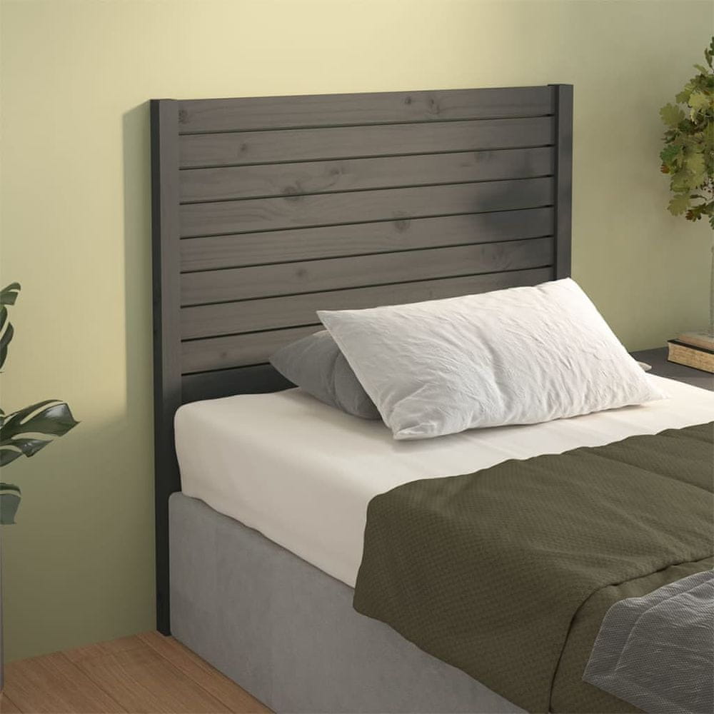 Vidaxl Čelo postele, sivé, 81x4x100 cm, masívne borovicové drevo